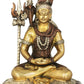 Mahayogi Shiva Brown silver gold Brass Idol Seated on Tigerskin | Handmade Statue 10 Inches