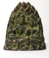 7-inch brass Shiva family statue on Kailash mountain, seated figures with trident