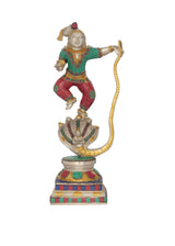 AONA brass Shri Krishna Kaliya Vijaya Lila statue, 18 inches, dancing figure