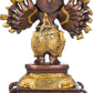 Brass Brown gold Sixteen-Armed Vira Ganesha Sculptures 8 inches