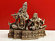 Handmade Brass Statue of Fluting Krishna with Radha Ji and a Cow 15 inches