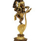 Brass sculpture of Lord Ganesha dancing on a five-hooded serpent with a veena 10 inches