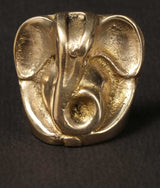 1-inch brass Ganesha luck statue, front view with raised trunk and head details