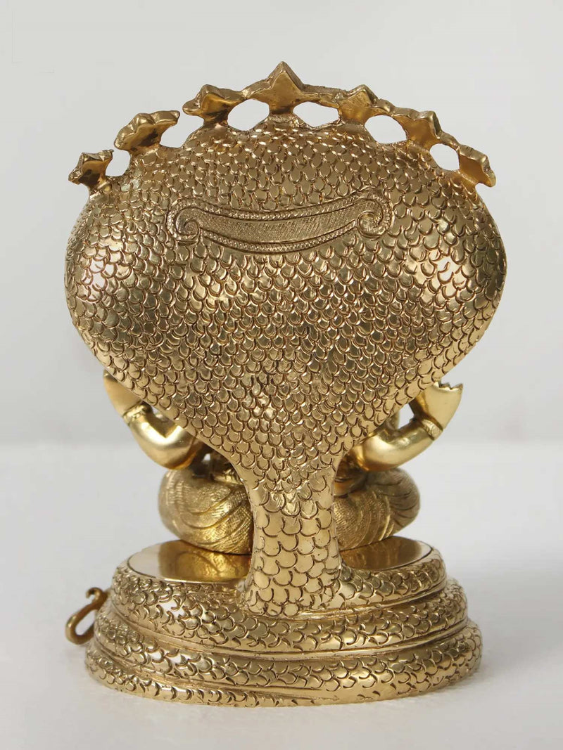 Brass Lord Ganesha Seated on a Sheshnag 7 inches