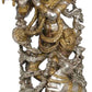 Silver gold Brass Statue of Lord Krishna with His Cow 17 Inches