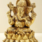 Brass Small Lord Ganesha Seated on Lotus 11.5 cm