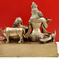 Handmade Brass Statue of Fluting Krishna with Radha Ji and a Cow 15 inches