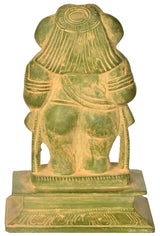 Brass standing Ganesha figurine, close view of torso and crown details, 5-inch