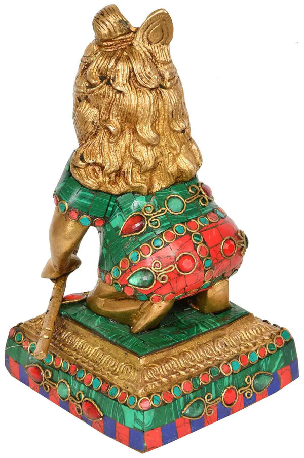 8-Inch Brass Idol of Laddoo Gopala Entryway Setting