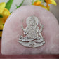 Silver Idol of Lord Shiva in a Blessing Gesture on Rose Quartz Gemstone with Gift Box 14 CM