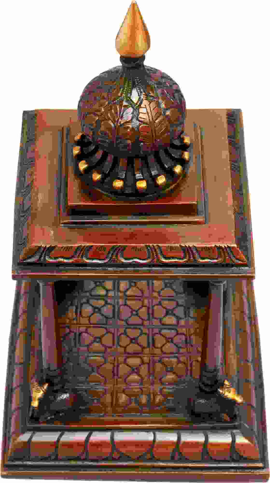 Handmade double chala Brass Vedika: Makeshift Altar 13 inches Craft Detail