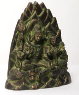 7-inch brass Shiva family statue, Shiva seated with attendants and Shiva lingam form