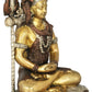 Mahayogi Shiva Brown silver gold Brass Idol Seated on Tigerskin | Handmade Statue 10 Inches