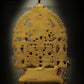 Brass Lord Ganesha Seated on a Majestic Throne, Radiating Auspiciousness 5 Inches