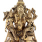 Brass Sculpture of Lord Ganesha with Riddhi and Siddhi 7 inches