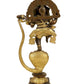 Brass sculpture of Lord Ganesha dancing on a five-hooded serpent with a veena 10 inches