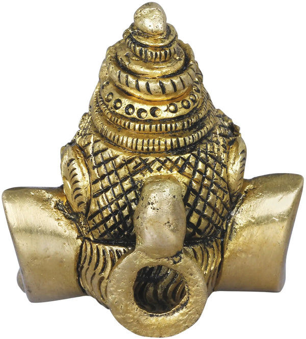 Brass Wall hanging in Ganesha mask 2 inches Study Setting