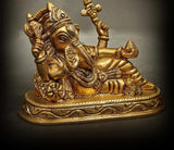 3-inch brass Ganesha statue in relaxed blessing pose, ornate seated details
