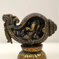 Small brass statue of Ganesha depicted with a conch (Shankha)