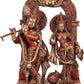 Red Silver Brass Sculpture of Radha Krishna with Milk Pot 14 Inches