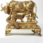 Brass Statue of Kamadhenu Cow with Calf and Krishna Figurine 35 CM