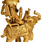 Brass Ganesha Idol Seated on an Elephant with His Mushak 9 inches