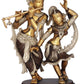 Affable gold silver gold Brass Statue of Radha and Krishna Engaged in Ecstatic Dance 16 INCHES