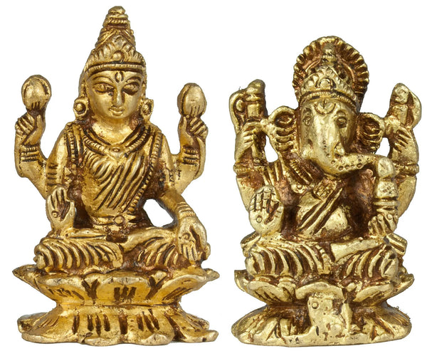 Small Lakshmi and Ganesha Sculpture 2 inches