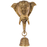 Brass Lord Ganesha temple bell: engraved elephant face and hanging ring