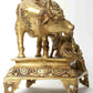 Brass Statue of Kamadhenu Cow with Calf and Krishna Figurine 35 CM