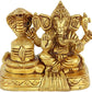 Small Brass Sculpture of Lord Ganesha with Shiva Linga 3 inches