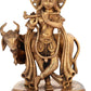 Handcrafted Natural Brass Statue of Krishna with Cow 10 inches