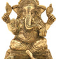 Brass Statue of Lord Ganesha Seated on an Elegant Square Pedestal 9 Inches