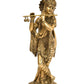 Handcrafted Natural Brass Statue of Lord Krishna Playing the Flute 9 inches