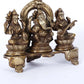 Brass Triad of prosperity featuring Ganesha, Lakshmi, and Sarasvati 5 inches