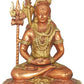 Mahayogi Shiva gold Brass Idol Seated on Tigerskin | Handmade Statue 10 Inches