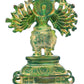 Green Chala Sixteen-Armed Vira Ganesha Sculptures 8 inches