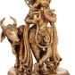 Handcrafted Natural Brass Statue of Krishna with Cow 10 inches