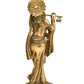 Handcrafted Natural Brass Statue of Lord Krishna Playing the Flute 9 inches