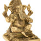 Brass Statue of Lord Ganesha Seated on an Elegant Square Pedestal 9 Inches