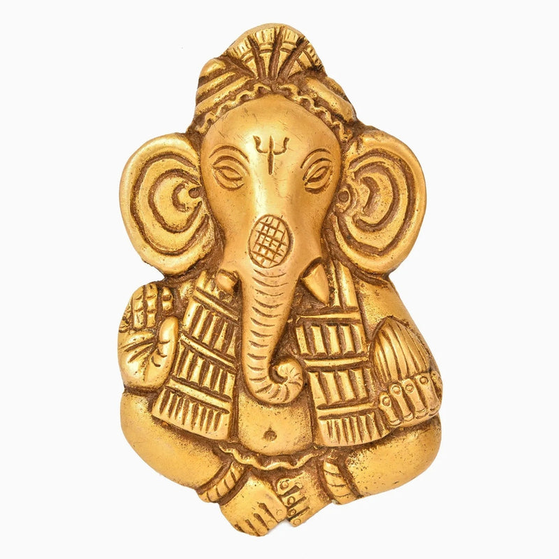 Brass Lord Ganesha Small Statue Wall Hanging 4 inches