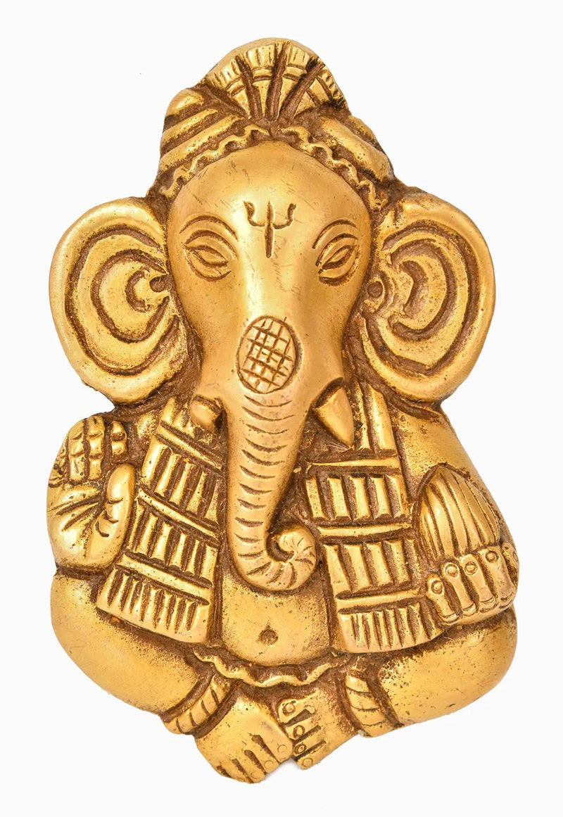 Brass Lord Ganesha Small Statue Wall Hanging 4 inches