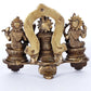 Brass Triad of prosperity featuring Ganesha, Lakshmi, and Sarasvati 5 inches