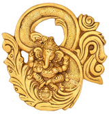 Goldene Messing-Wanddekoration mit Ganesha und OM-Symbol, rund
