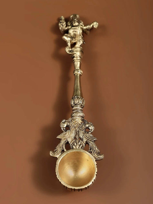 Ritual Spoon with Dancing Ganesha 22 Cm