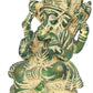 Small brass mudgreen sculpture of Ganesha seated on the Shesha Naga 5 inches