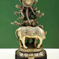 Black with natural Brass Statue of Venugopala | Krishna Playing Flute with His Cow 12 inches