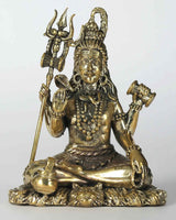 Superfine Bhole Shankara idol brass statue, seated figure with trident and accessories