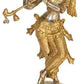 Silver Gold Brass Statue of Standing Lord Krishna Playing the Flute 14 inches