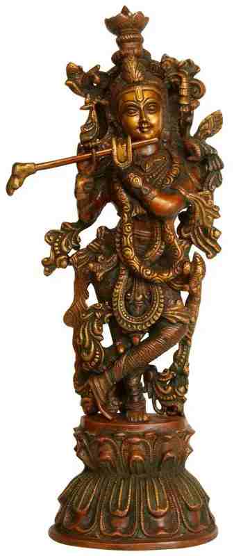 Double Chala Brass Statue of Murlidhar Krishna 18 Inches